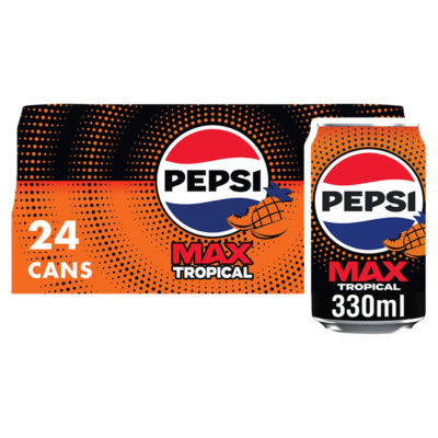 Pepsi Max Tropical soft drink 24 x 330ml, UK version