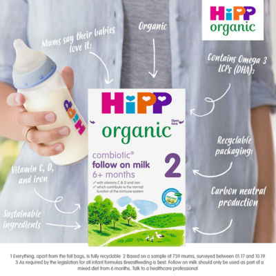 HiPP 2 follow on baby milk powder 800g, UK version