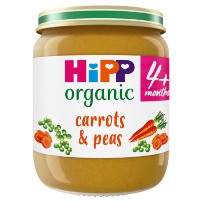 HiPP Organic Carrots & Peas Baby Food Jar 4+ Months