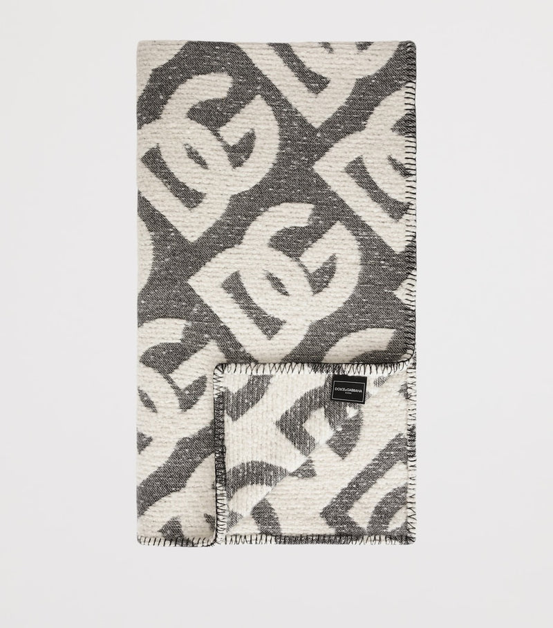Dolce&Gabbana Casa wool-cashmere-silk logo throw 140x180cm, imported from the UK