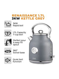 Tower Grey Renaissance 1.7L kettle (British brand)
