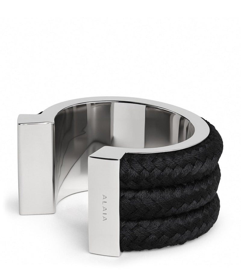 Alaïa braided cuff bracelet silver tone brass and cotton - British product