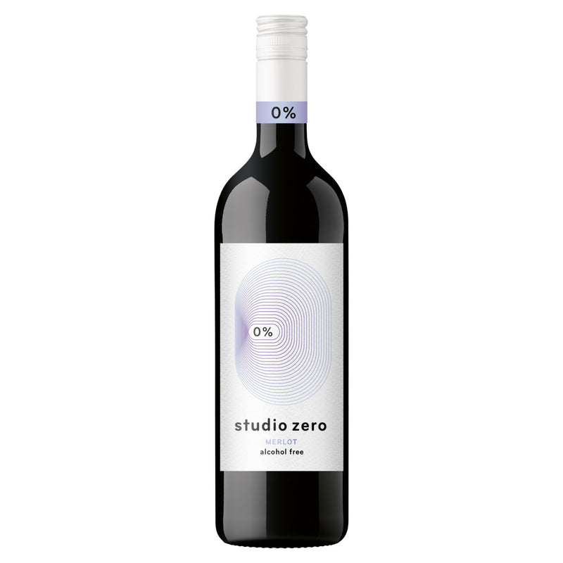 Studio Zero alcohol free Merlot wine 75cl, imported from the UK