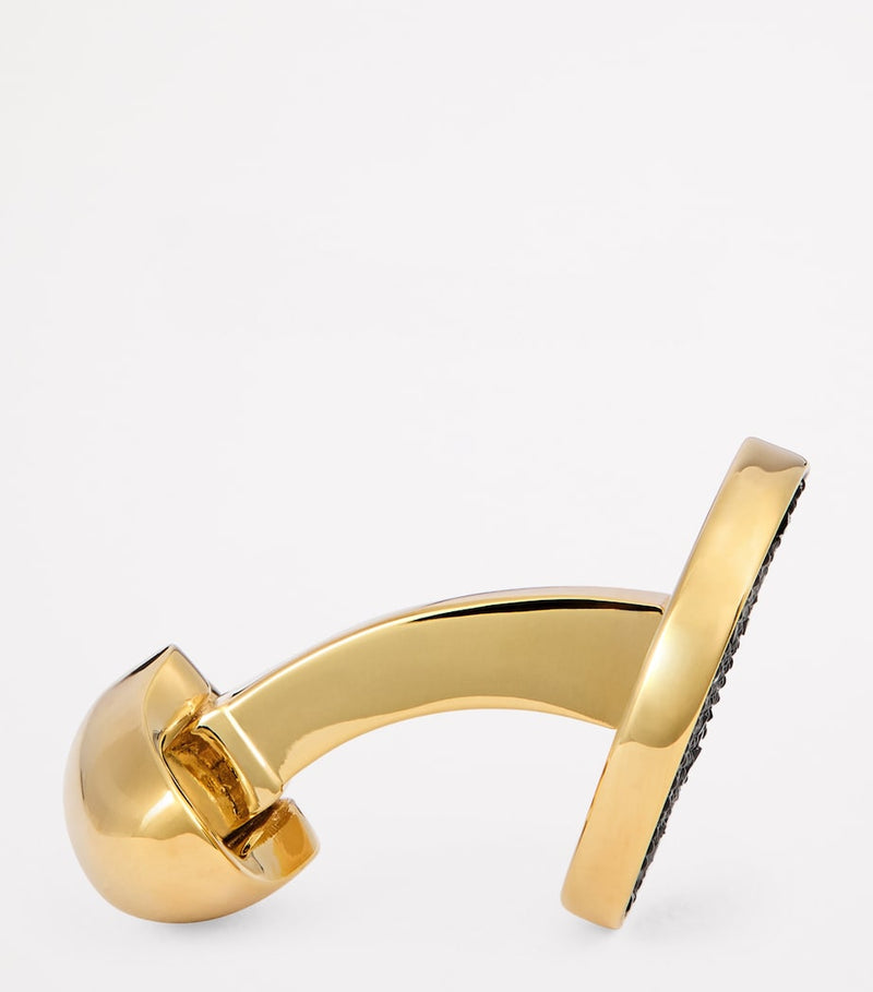 Babette Wasserman gold-plated Moondust round cufflinks, imported from the UK