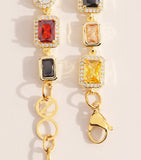 Nialaya gold-plated bracelet with multicolour zirconia stones - British product
