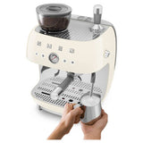 Smeg espresso coffee machine with grinder cream (British brand)