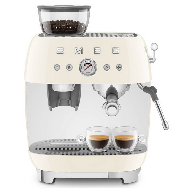 Smeg espresso coffee machine with grinder cream (British brand)