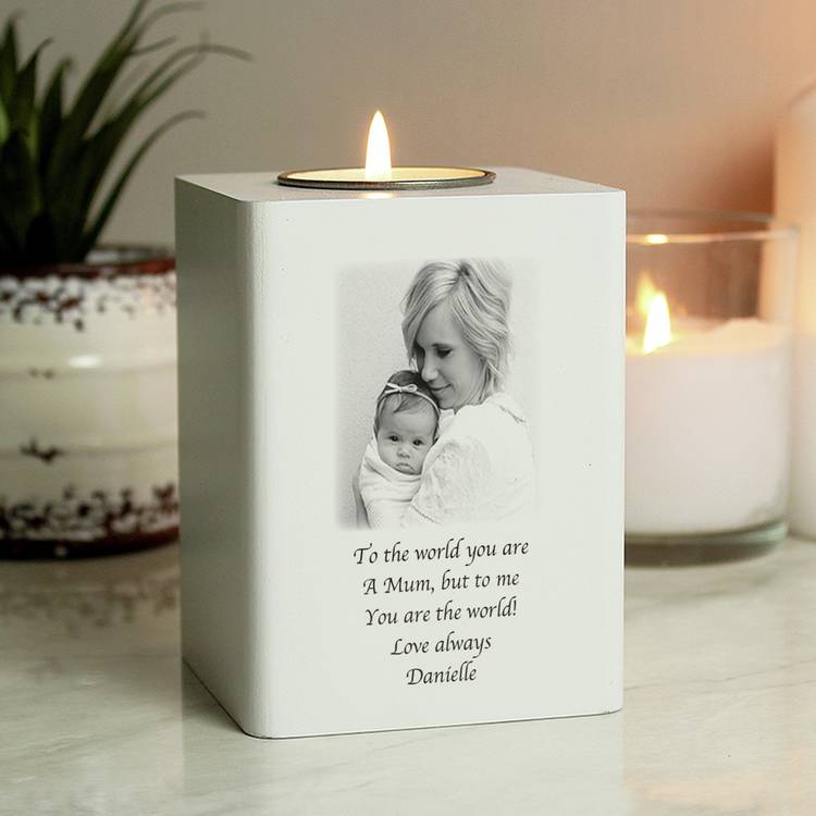 Personalised photo tea light holder 10x7x7cm, UK version