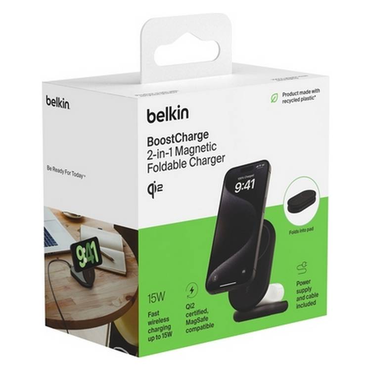 Belkin 2-in-1 Qi2 MagSafe wireless charger, UK version