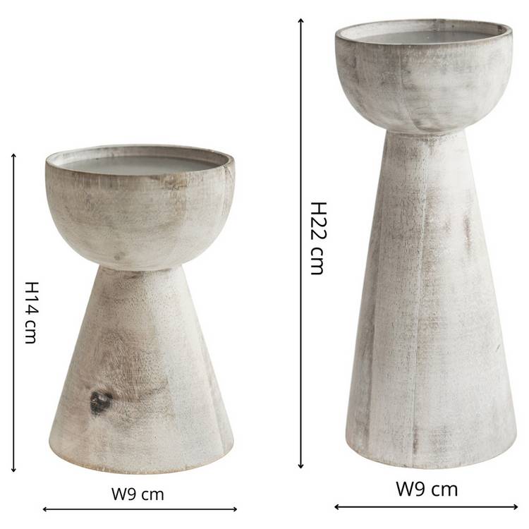 Ivyline white wash candle holders small and large - British product
