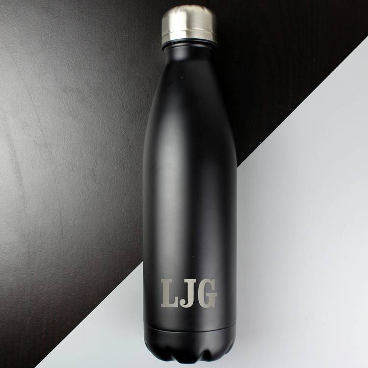Personalised black water bottle 500ml, imported from the UK