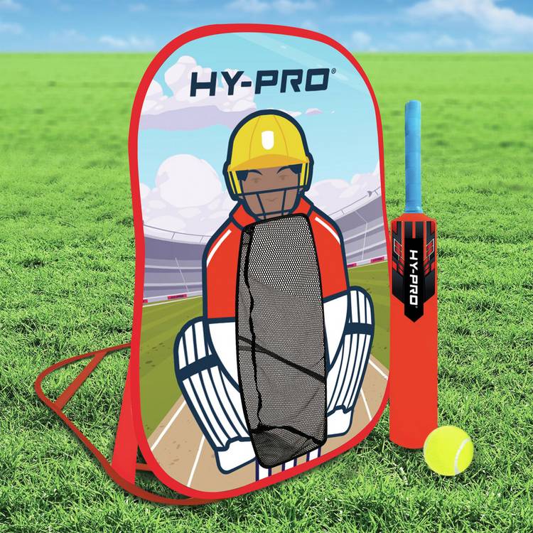 Hy-Pro pop-up cricket stump set with bat and ball, imported from the UK