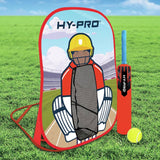 Hy-Pro pop-up cricket stump set with bat and ball, imported from the UK