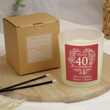 Personalised 40th anniversary vanilla candle UK version