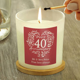 Personalised 40th anniversary vanilla candle UK version