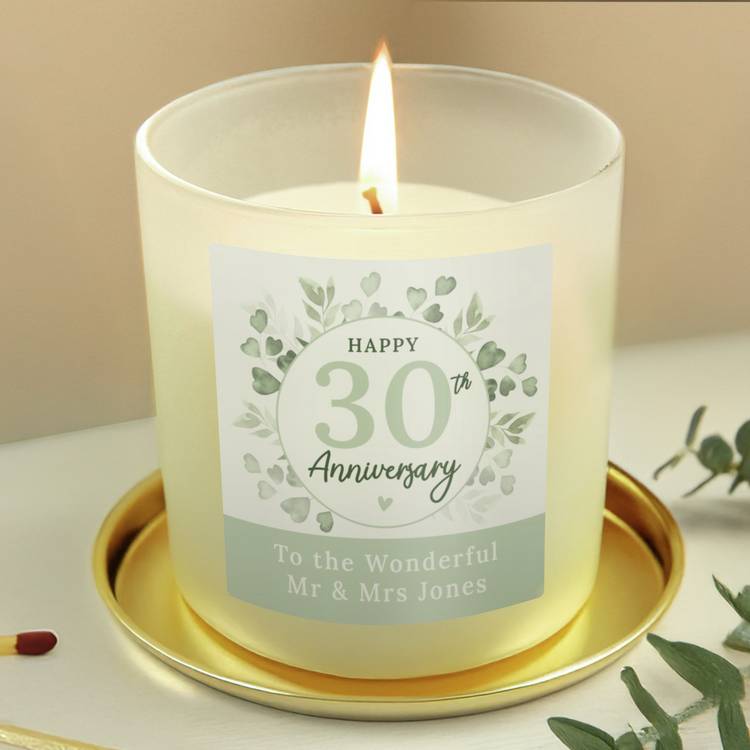 personalised vanilla anniversary candle imported from the UK