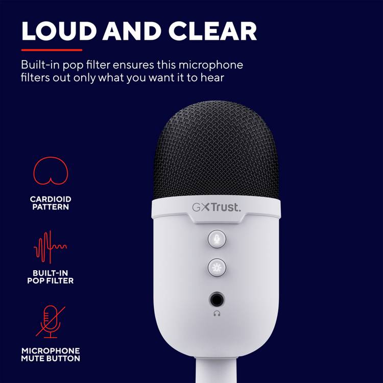 GXTrust Yunix white gaming microphone (British brand)