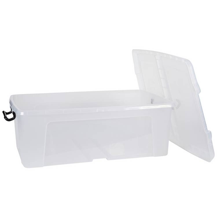 Strata Smart 50L clear plastic storage box with lid, UK version