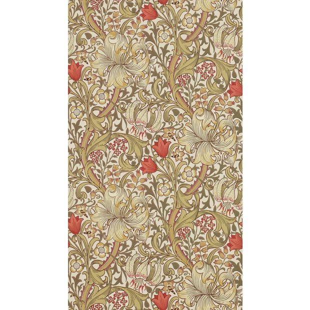 Morris & Co. Golden Lily brown floral wallpaper - British product
