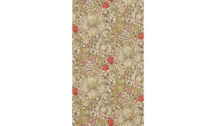 Morris & Co. Golden Lily brown floral wallpaper - British product