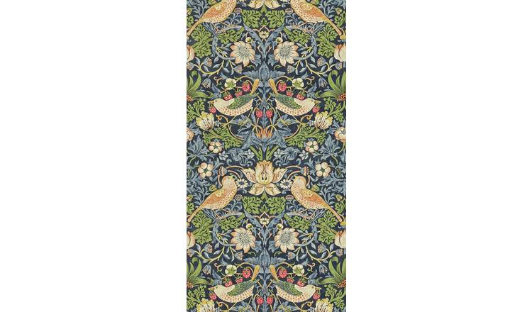 Morris & Co Strawberry Thief blue floral wallpaper (British brand)