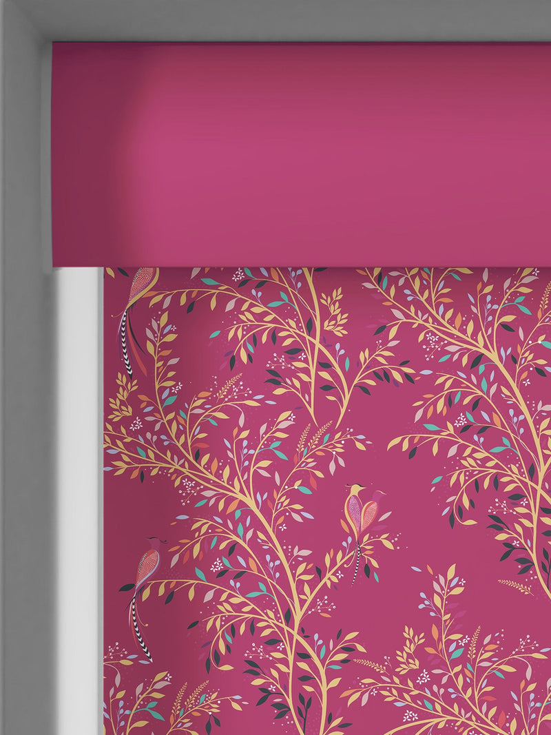 Sara Miller Fuchsia Pink Birds of Paradise roller blind, imported from the UK