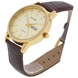 Sekonda men's gold plated watch brown leather strap, imported from the UK