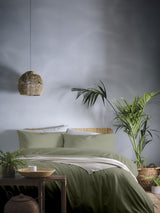 Appletree Green Cassia Washed 100% Cotton Duvet Cover and Pillowcase Set