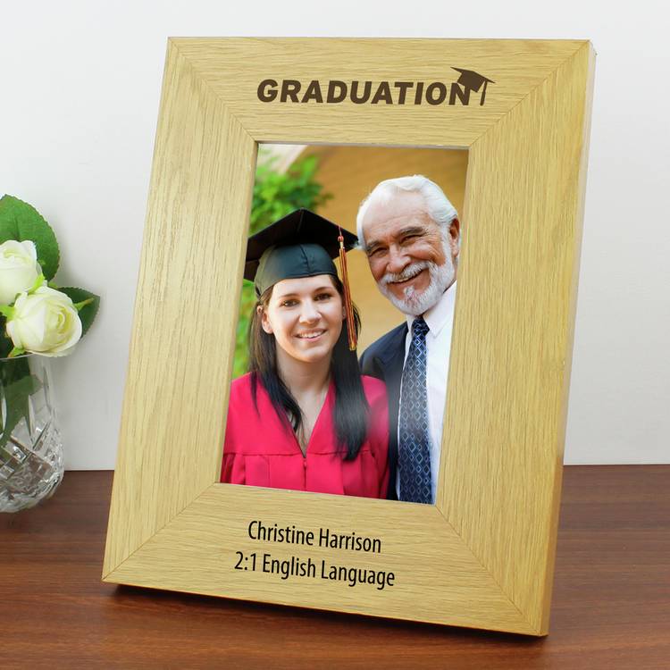 Personalised graduation wooden photo frame 21x16cm, UK version
