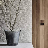 Morris & Co. Acorn Branches Grey Floral wallpaper, imported from the UK