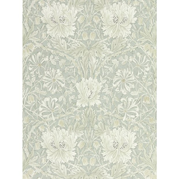 Morris & Co. honeysuckle tulip grey wallpaper, imported from the UK