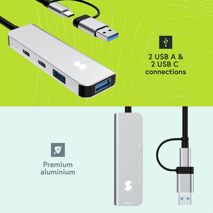 Styletech 4 Port USB-C Hub, imported from the UK