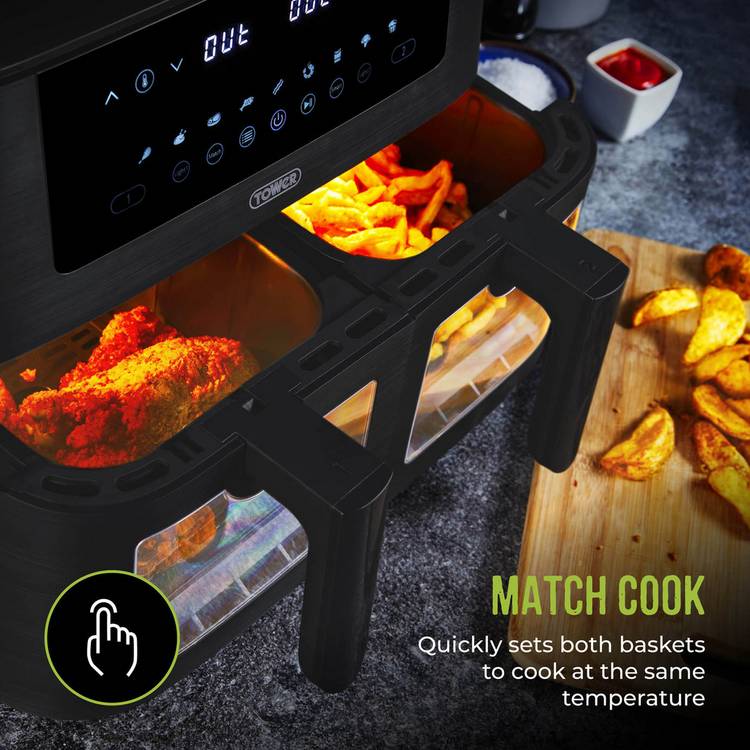 Tower dual basket air fryer 8L - British product