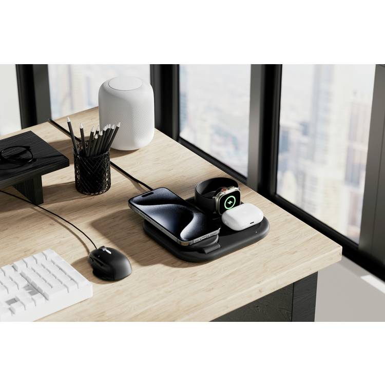 Belkin Qi2 3-in-1 wireless charger black, UK version