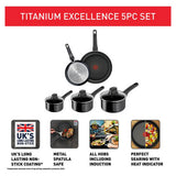 Tefal Titanium Excellence 5 piece non-stick pan set, imported from the UK