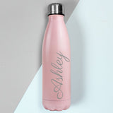 Personalised pink insulated water bottle 500ml, imported from the UK
