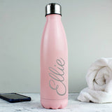 Personalised pink insulated water bottle 500ml, imported from the UK