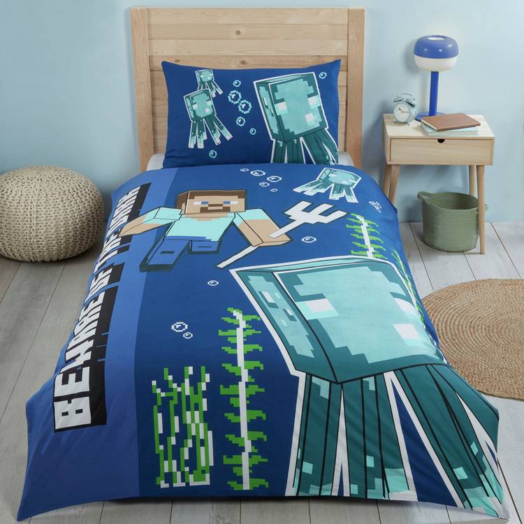 Minecraft glow in the dark kids bedding set single, imported from the UK