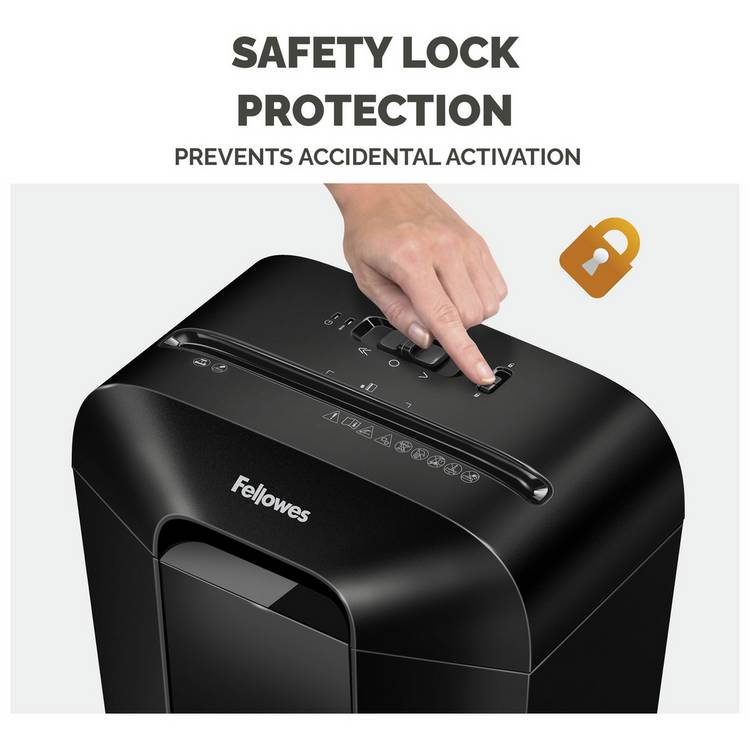 Fellowes PowerShred LX50 cross-cut shredder 9 sheets 17 litres, imported from the UK