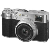 Fujifilm X100VI silver mirrorless camera with lens - British product