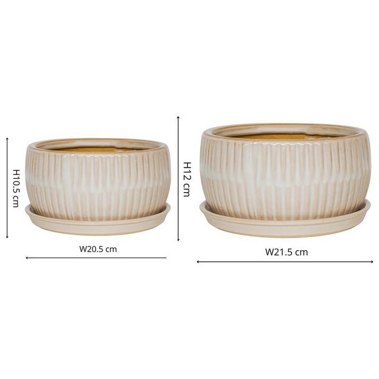 Ivyline round bonsai planter set of 2 in white, UK version