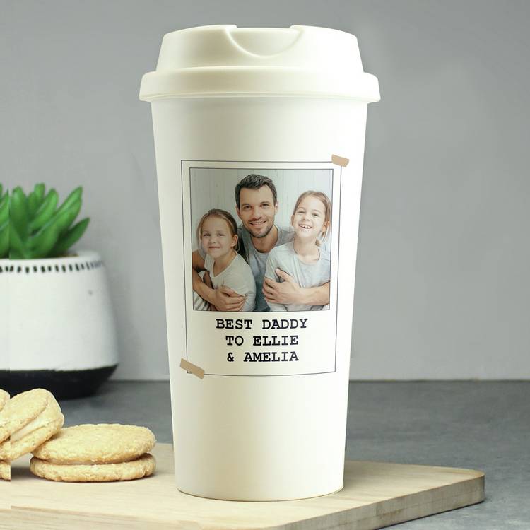 Personalised travel mug 380ml with photo and text - British product