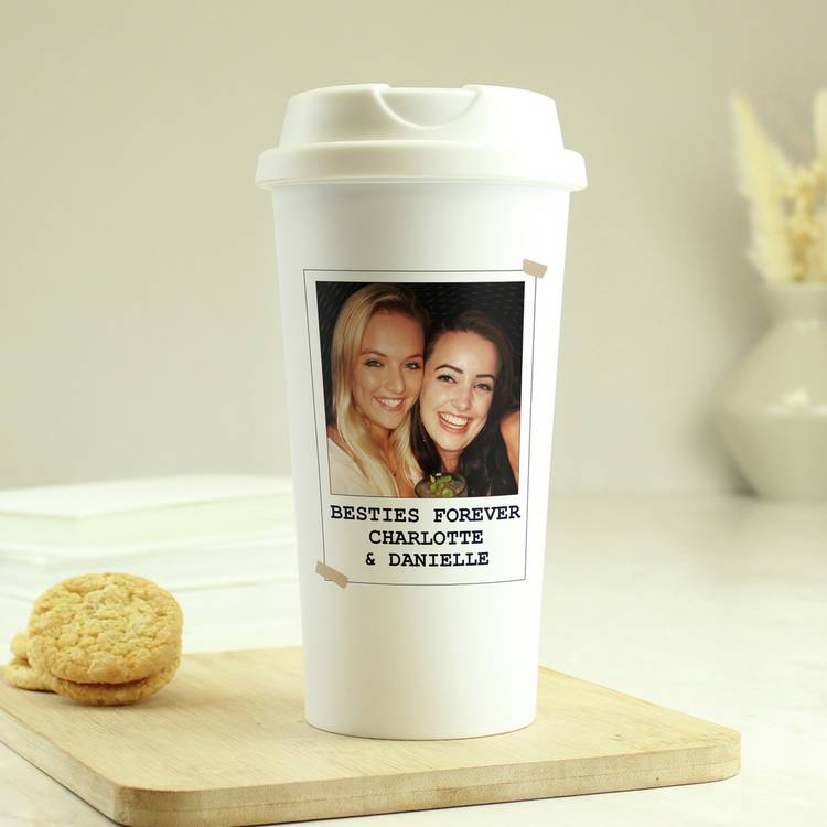Personalised travel mug 380ml with photo and text - British product