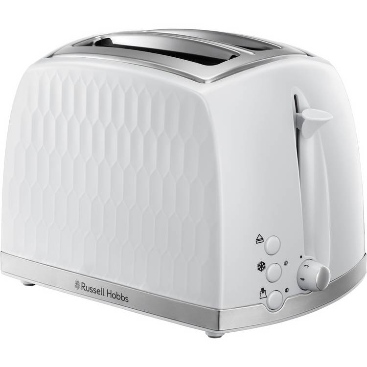 Russell Hobbs 2 slice plastic toaster in white, UK version