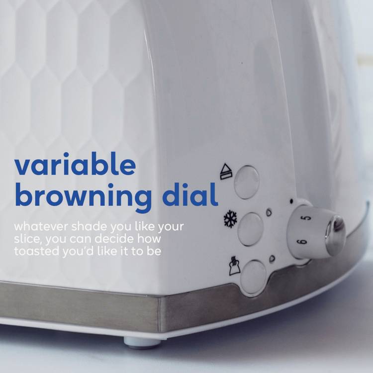 Russell Hobbs 2 slice plastic toaster in white, UK version