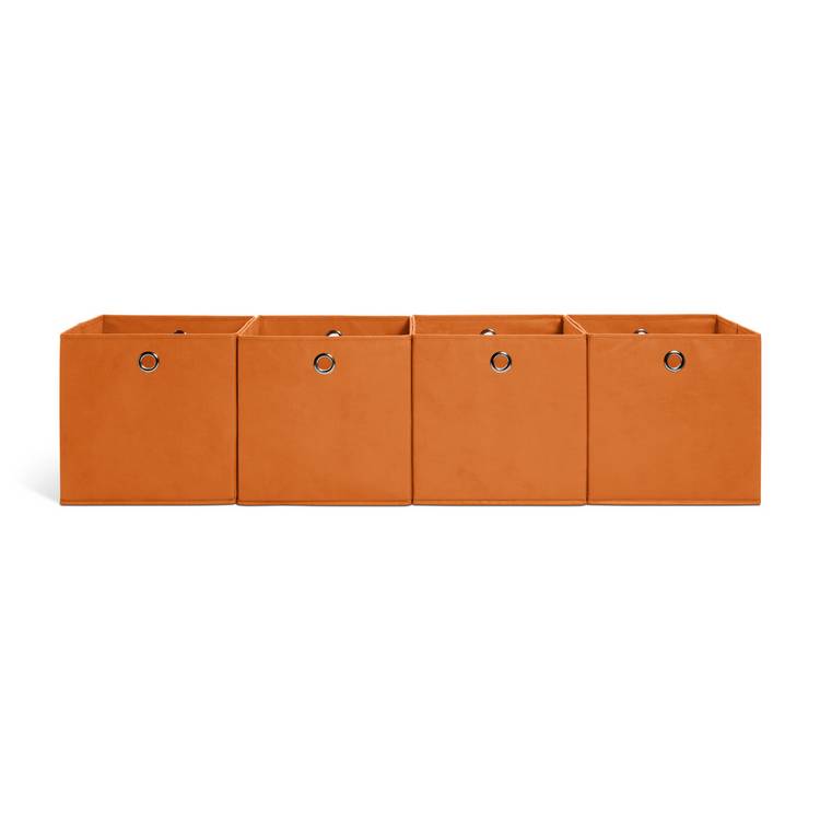 Argos Home orange fabric storage boxes set of 4, imported from the UK