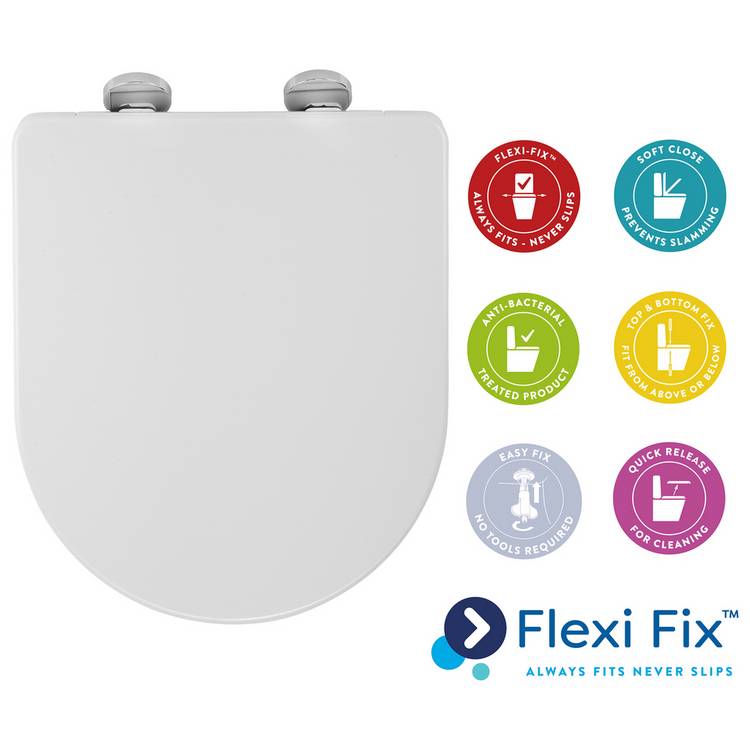 Croydex Eyre D-shaped toilet seat white - British product