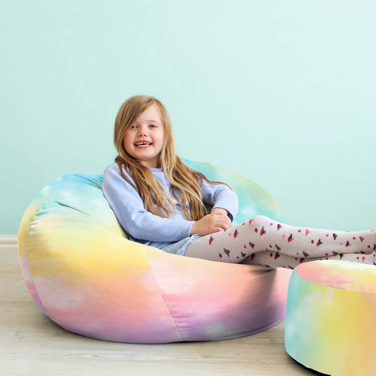 Rucomfy kids medium tie dye bean bag, multicoloured (British brand)