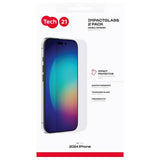 Tech21 iPhone 16 glass screen protector twinpack (British brand)