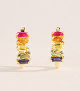 Harrods Suzanne Kalan Yellow Gold and Rainbow Sapphire Bold Huggie Earrings- Buy online at McGrocer
